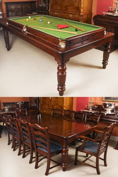Antique 7ft Victorian Rollover Snooker / Dining Table and Chairs 19th C | Ref. no. A3570 | Regent Antiques