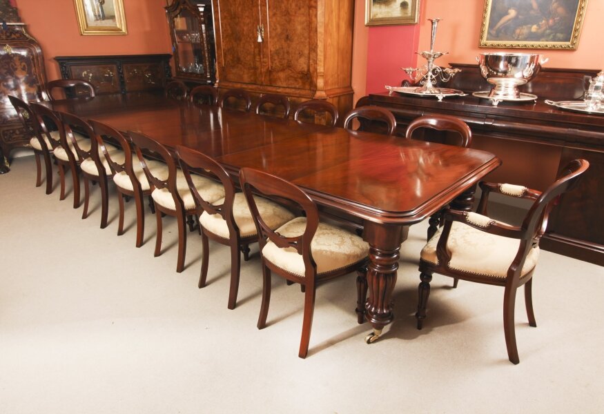 Vintage 14ft Flame Mahogany Dining Table & 16 Balloon Back Chairs 20th C | Ref. no. A3615a | Regent Antiques
