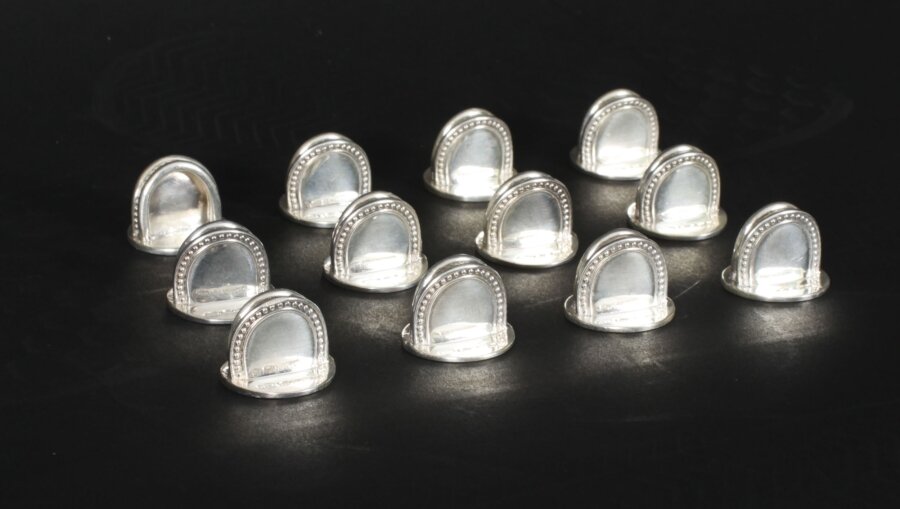 Vintage Sterling Silver Set 12 Place Card Menu Holders  20th Century | Ref. no. A3616 | Regent Antiques