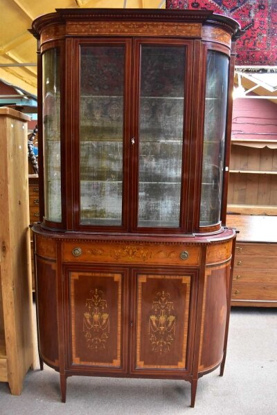 Antique Edwardian Inlaid Display Cabinet Bookcase 19th C Antique Edwardian Inlaid Display Cabinet Bookcase 19th C | Ref. no. A3633 | Regent Antiques