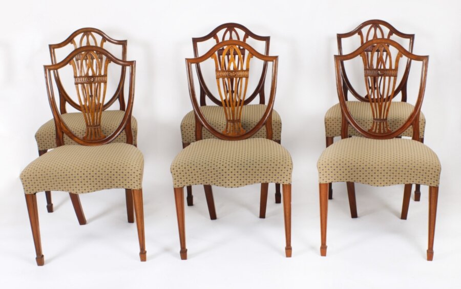 Vintage Set 6 Hepplewhite Shield Back Dining Chairs by William Tillman 20th C | Ref. no. A3666b | Regent Antiques