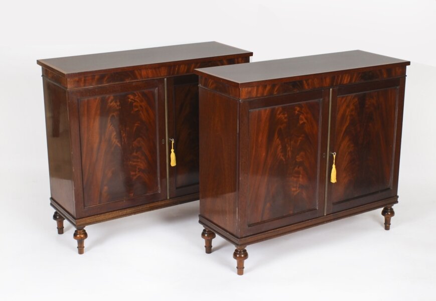 Vintage Pair Flame Mahogany Side Cabinets by William Tillman Late 20th C | Ref. no. A3667 | Regent Antiques