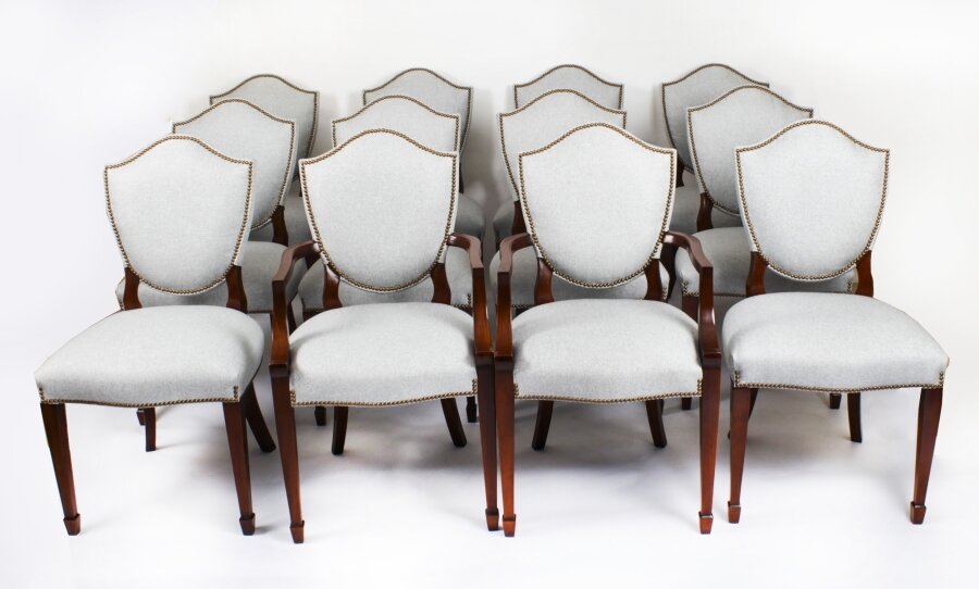 Vintage Set 12  Hepplewhite Revival Shield Back Dining Chairs 20th Century | Ref. no. A3678 | Regent Antiques