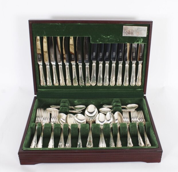 Vintage Canteen x 8 Silver Plated Cutlery Set Unused Mid 20th Century | Ref. no. A3698 | Regent Antiques