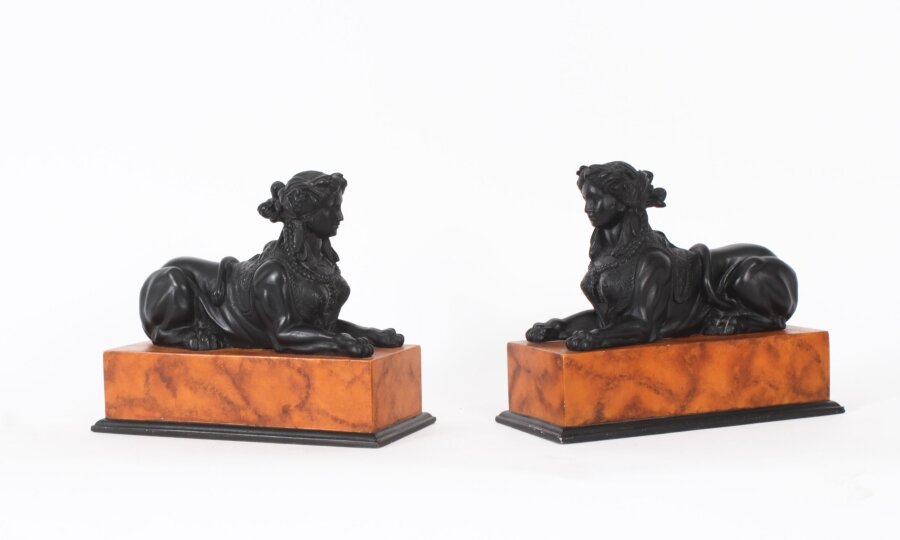 Vintage  Pair of Egyptian Recumbent Sphinxes 20th C | Ref. no. A3715a | Regent Antiques