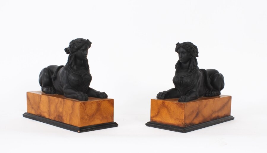 Vintage  Pair of French Egyptian Recumbent Sphinxes 20th C | Ref. no. A3715c | Regent Antiques