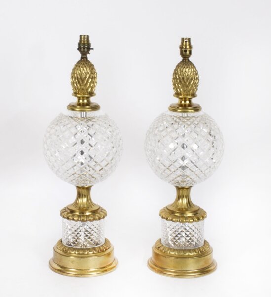 Vintage Pair Large Cut Glass Table Lamps Mid 20th Century | Ref. no. A3734 | Regent Antiques