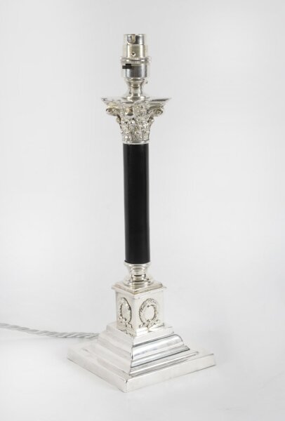 Antique Victorian Corinthian Column Silver Plated Table Lamp 19th C | Ref. no. A3742c | Regent Antiques