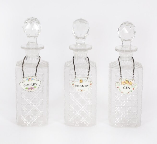 Vintage Group of 3  Crystal Cut  Glass Decanters  20th C | Ref. no. A3743a | Regent Antiques