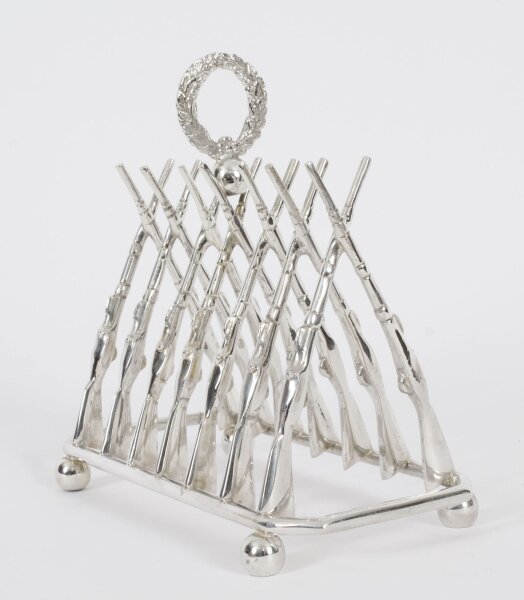 Vintage Large Silver Plated Crossed Rifles Toast Rack 20th Century | Ref. no. A3777L | Regent Antiques
