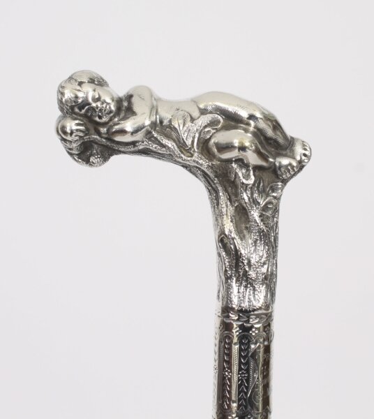 Antique Victorian Silver & Ebonized Walking Stick Dated 1890 19th C | Ref. no. A3784a | Regent Antiques