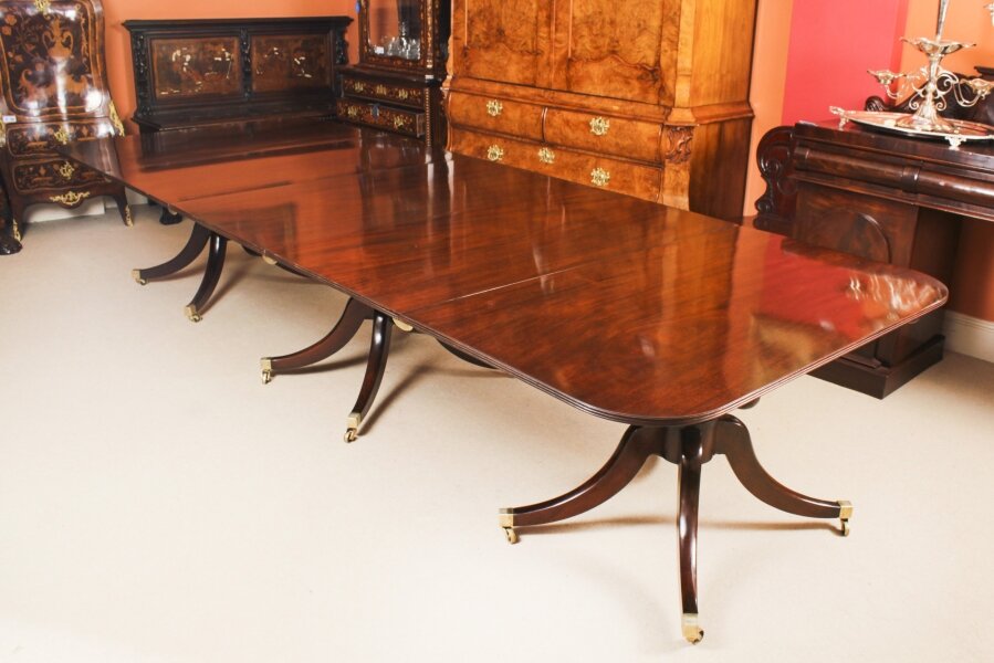 Antique 12ft  Regency Mahogany Triple Pillar Dining Table c1830 19th C | Ref. no. A3793 | Regent Antiques