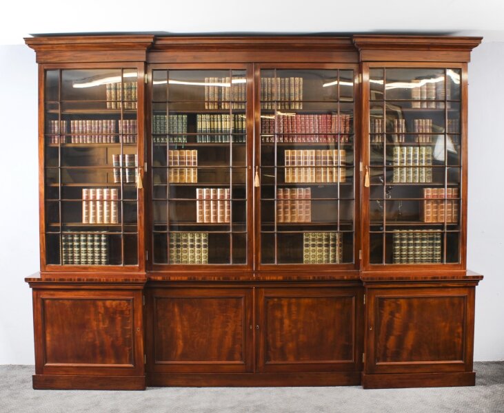 Antique English William IV Flame Mahogany Library Breakfront Bookcase 19th C | Ref. no. A3794 | Regent Antiques