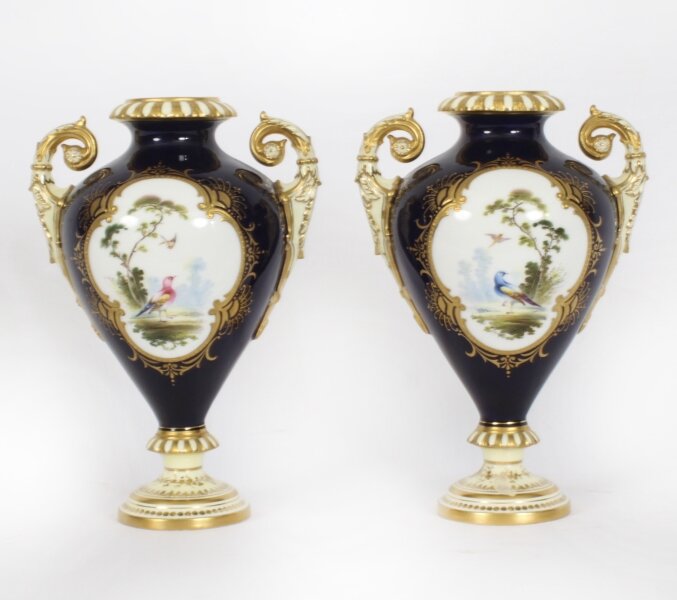 Antique Pair Coalport Vases Cobalt Blue by A Perry   19th C | Ref. no. A3816 | Regent Antiques