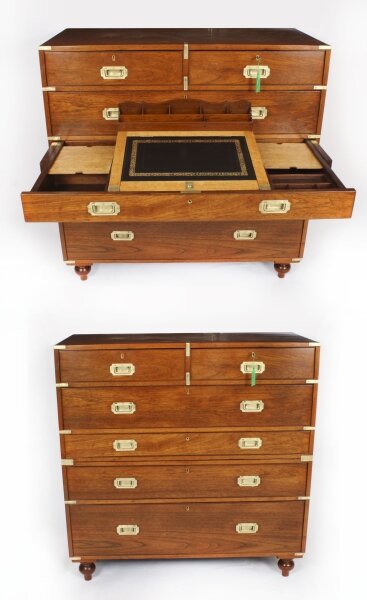 Antique Victorian Military Teak Secretaire Chest of Drawers C1840 19th C | Ref. no. A3836 | Regent Antiques