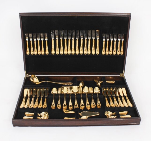 Vintage Solingen German 123 Piece Gold Plated Canteen Cutlery Late 20th C | Ref. no. A3837 | Regent Antiques