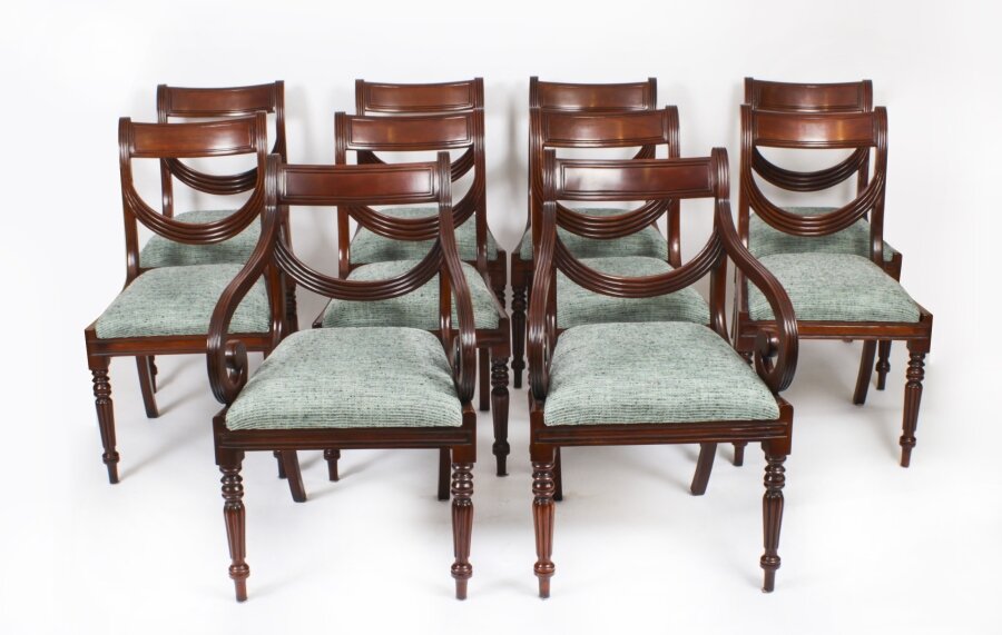 Vintage Set 10 Regency Revival Swag back Dining Chairs 20th Century | Ref. no. A3859 | Regent Antiques