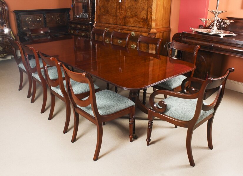 Vintage Regency Revival Dining Table and 10 Chairs by William Tillman 20th C | Ref. no. A3861a | Regent Antiques