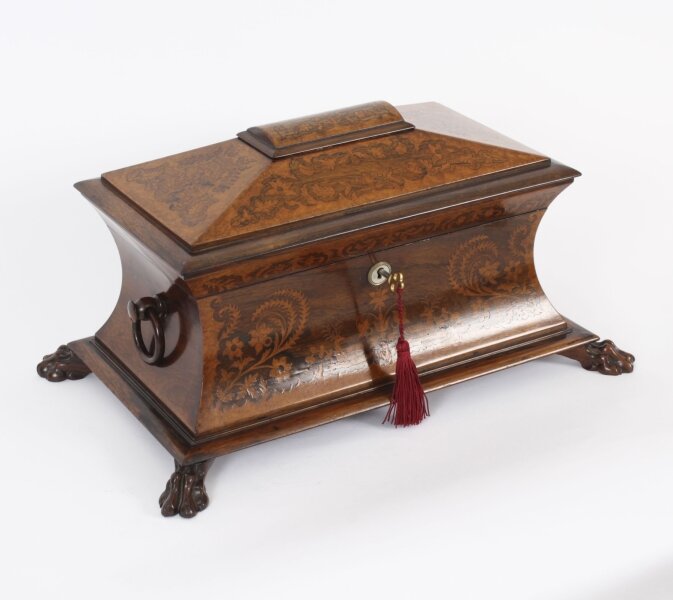 Antique George IV Gonçalo Alves & Amboyna Marquetry Tea Caddy C1825 19th C | Ref. no. A3865 | Regent Antiques