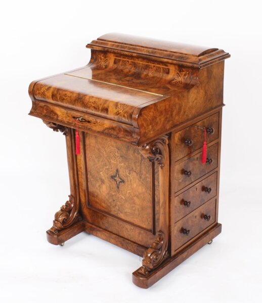 Antique Victorian Burr Walnut  & Inlaid Pop Up Davenport Desk  19th C | Ref. no. A3871 | Regent Antiques
