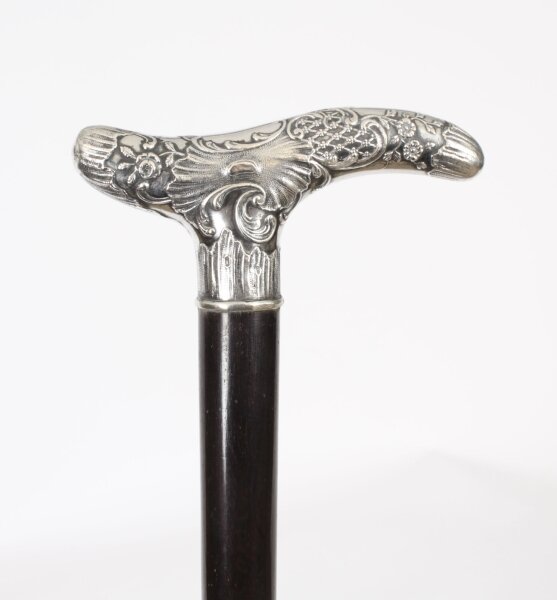 Antique English Silver & Ebonized Walking Stick Circa 1880 19th C | Ref. no. A3887a | Regent Antiques