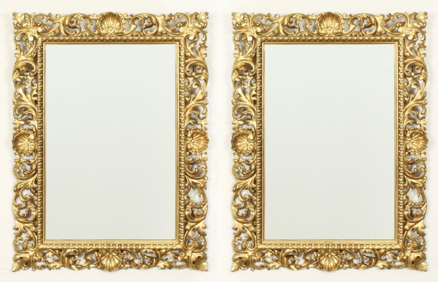 Antique Pair Italian Giltwood Florentine Overmantle Mirror 83 x 61cm 19thCentury | Ref. no. A3911 | Regent Antiques
