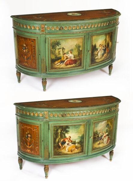 Antique French Painted Demi Lune Cabinets Commodes  20th C | Ref. no. A3919 | Regent Antiques