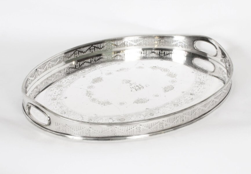 Antique Victorian Oval Silver Plated Gallery Tray 19th Century | Ref. no. A3923 | Regent Antiques