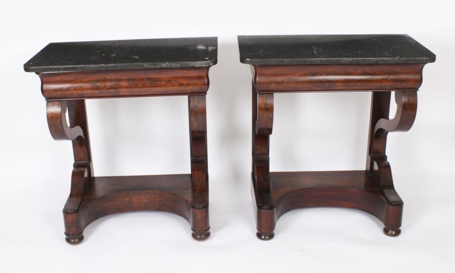 Antique Pair French Empire Marble Top Console Tables Circa 1840 19th C | Ref. no. A3943 | Regent Antiques