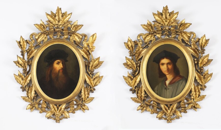 Antique Pair Oval Leonardo Da Vinci and Raphael Paintings Circa 1780 18th C | Ref. no. A3958 | Regent Antiques