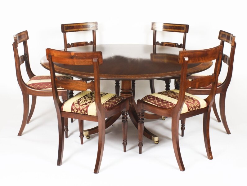 Vintage 5ft3" Round Table  & 6 Chairs by William Tillman 20th Century | Ref. no. A4102a | Regent Antiques