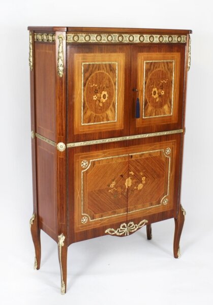 Vintage Italian Marquetry Burr Walnut Cocktail Cabinet & Glassware Mid Century | Ref. no. A4192 | Regent Antiques
