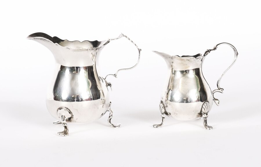 Antique Graduating Pair Victorian Sterling Silver Cream Jugs Chester 1864 | Ref. no. A4273G | Regent Antiques