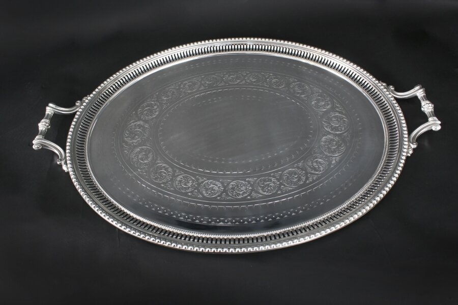 Antique Monumental Victorian Oval Silver Plated Tray 1880 19th Century | Ref. no. A4275 | Regent Antiques
