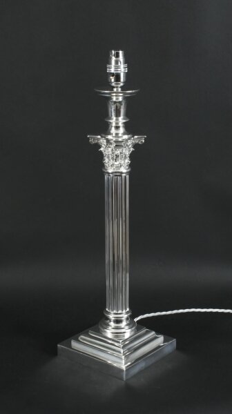 Antique Silver Plated Victorian Corinthian Column Table Lamp 19th C | Ref. no. A4282 | Regent Antiques