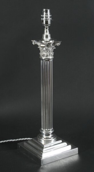Antique Silver Plated Corinthian Column Table Lamp Victorian19th C | Ref. no. A4285a | Regent Antiques