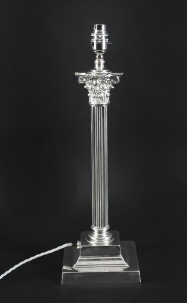 Antique Victorian Silver Plate Corinthian Column Table Lamp 19th C | Ref. no. A4285b | Regent Antiques