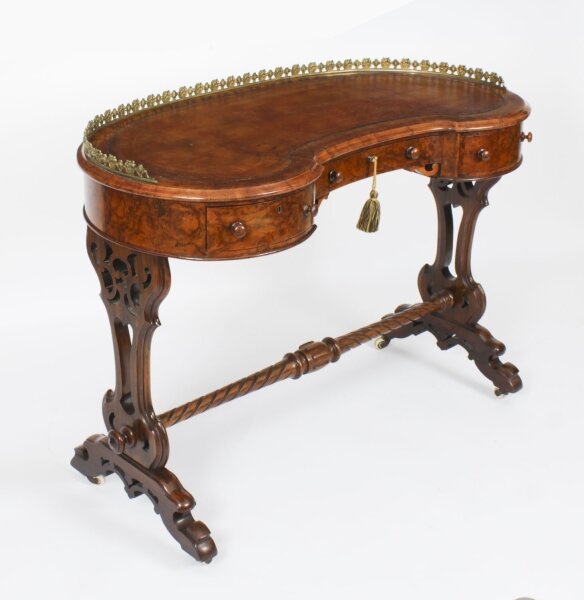 Antique Burr Walnut Kidney Writing Table Desk Bureau Plat  C1860 19th C | Ref. no. A4294 | Regent Antiques
