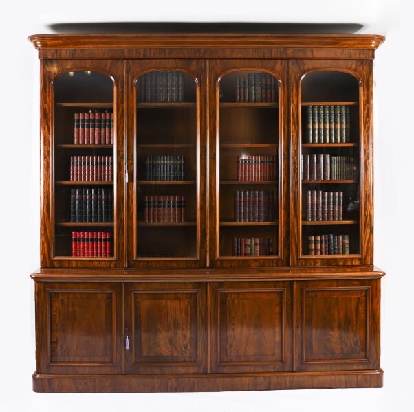 Antique Victorian Four-Door Flame Mahogany Library Bookcase  19th Century | Ref. no. A4296 | Regent Antiques