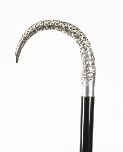 Antique Burmese Silver Ebonised Walking Stick Cane 19th C  91cm/36inches | Ref. no. A4307 | Regent Antiques