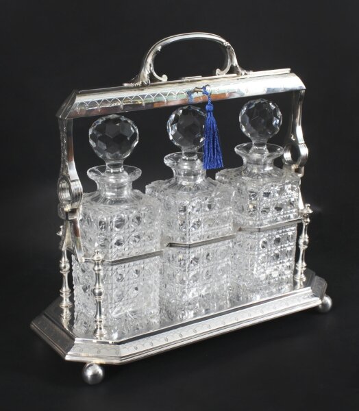Antique Victorian English Silver Plated  3 Bottle Tantalus C1890 | Ref. no. A4324 | Regent Antiques