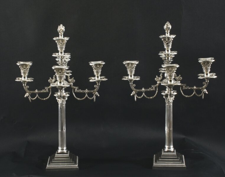 Antique Pair Edwardian Silver Plated 5 Light Candelabra Circa 1900 | Ref. no. A4343 | Regent Antiques