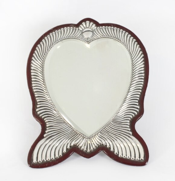 Antique Victorian sterling silver heart shaped dressing table mirror dated 1888 | Ref. no. A4345 | Regent Antiques