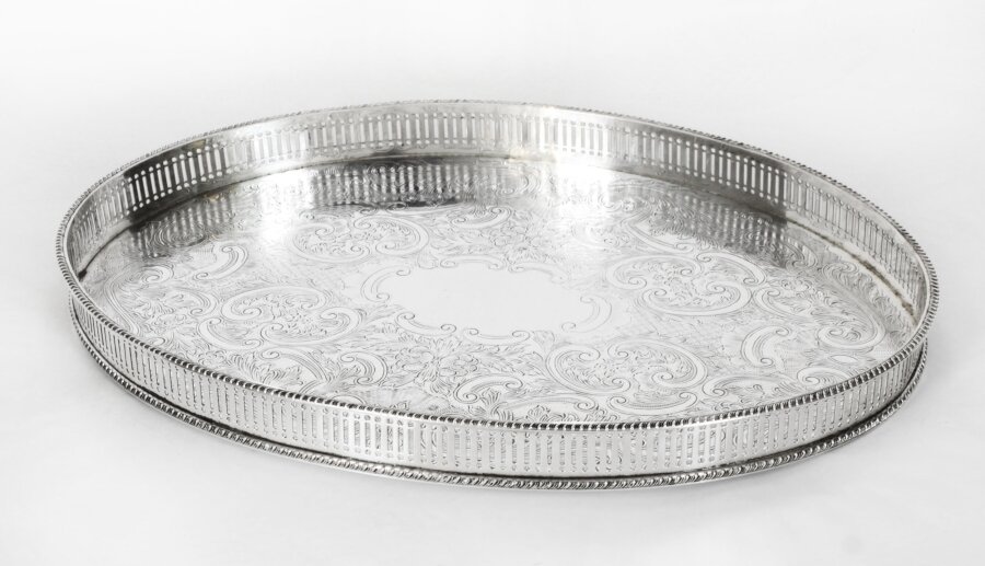 Vintage Oval Silver Plated Gallery Tray 20th C | Ref. no. A4425b | Regent Antiques