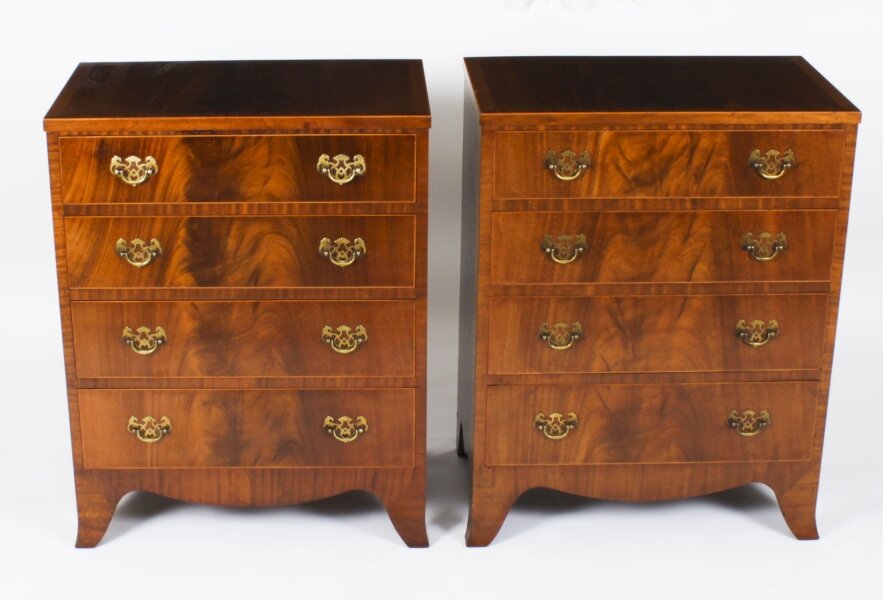 Antique  Pair of Flame Mahogany Bedside Chests Cabinets Circa 1900 | Ref. no. A4430 | Regent Antiques