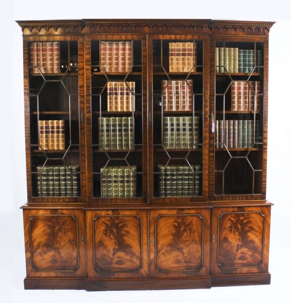 Vintage Flame Mahogany Four Door Breakfront Bookcase  20th Century | Ref. no. A4437 | Regent Antiques