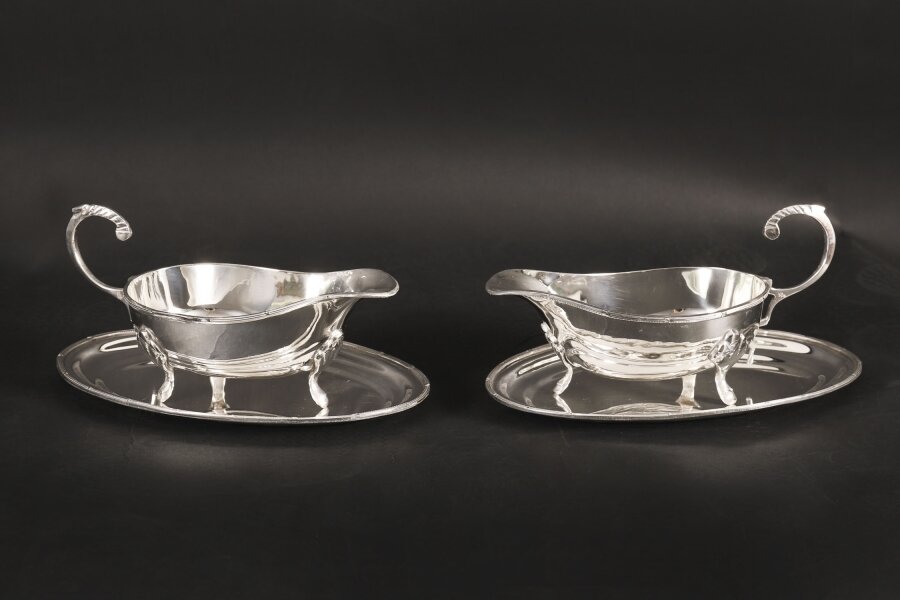 Antique Pair English Silver Plated Sauce Boats on Stands Circa 1910 | Ref. no. A4475x | Regent Antiques