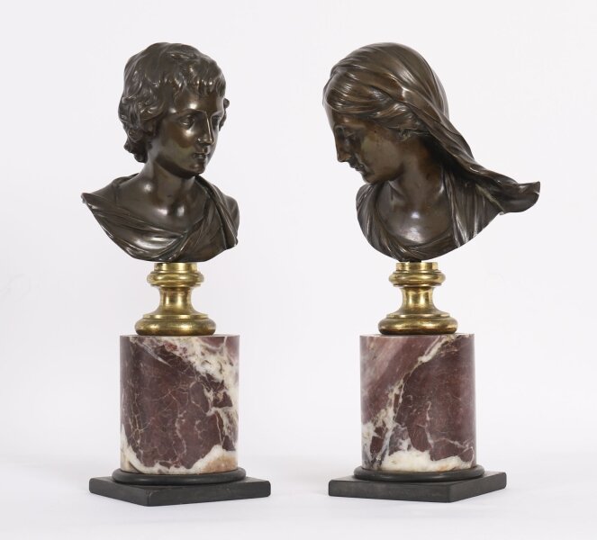 Antique Pair Italian Bronze Busts of Dionysus and Ariadne 19th C | Ref. no. A4480 | Regent Antiques