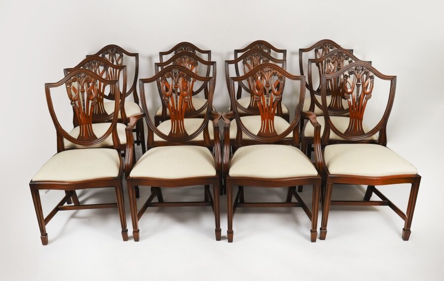 Vintage  Set 12 English Hepplewhite Revival Dining Chairs 20th Century | Ref. no. A4497b | Regent Antiques