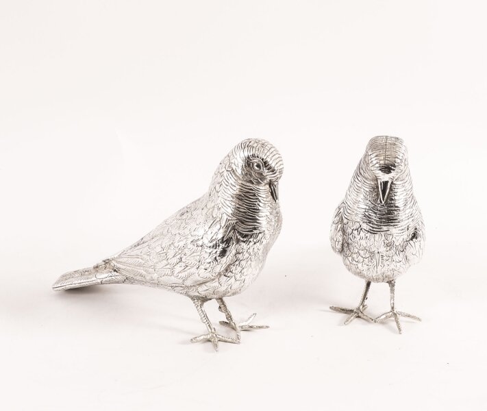 Antique Pair of Silver Plate Bronze Table Doves  Circa1900 | Ref. no. A4517 | Regent Antiques
